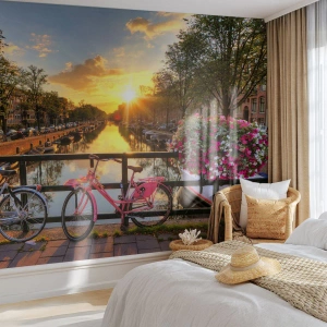 Fototapete Standard Eco - Frühlingsmorgen in Amsterdam - Stadt, Amsterdam, Die Architektur - 250x175 cm