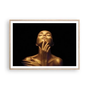 Poster in einem Rahmen aus heller Eiche - Wie goldene Seide - 100x70 cm