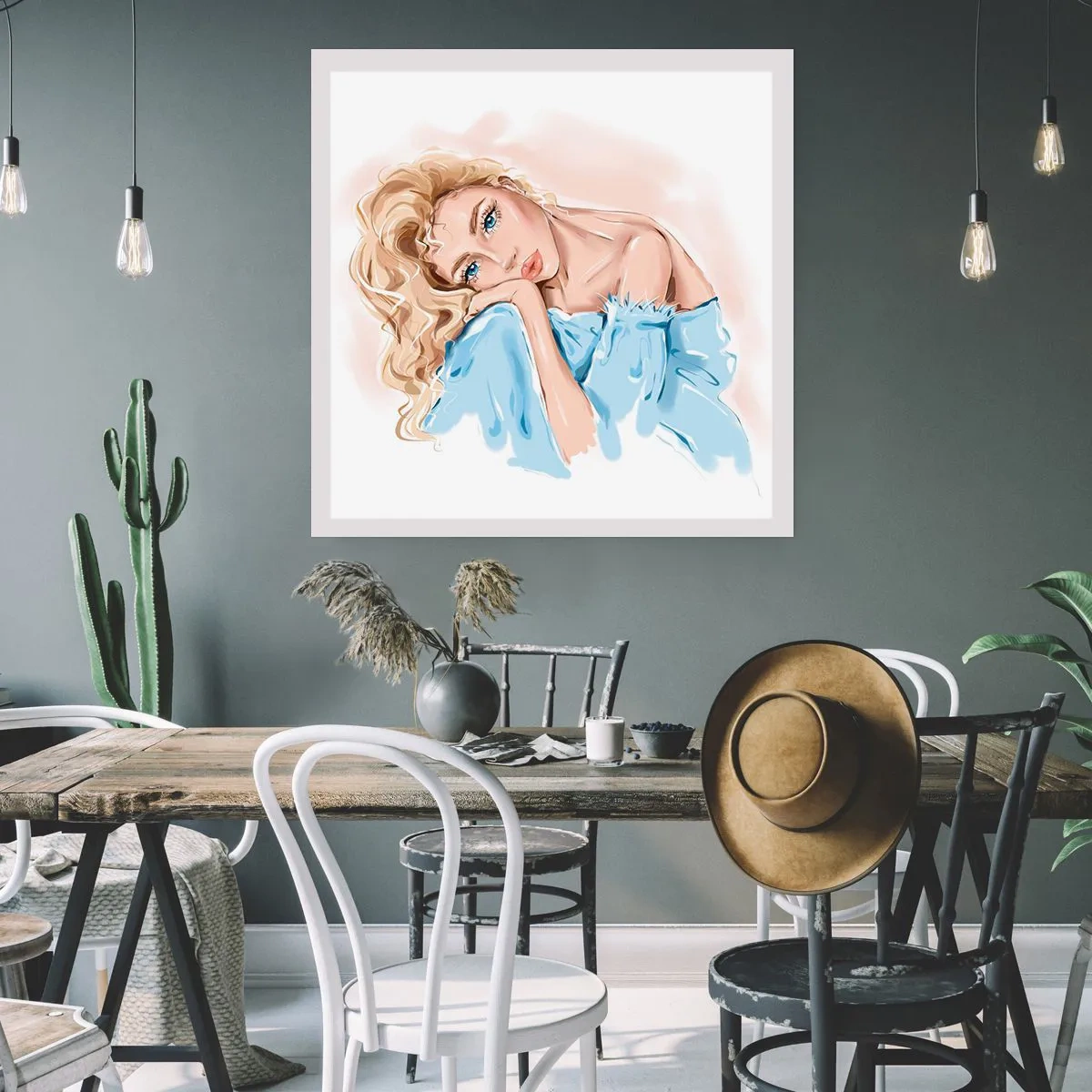 Poster - Verträumt im Blau - 60x60 cm