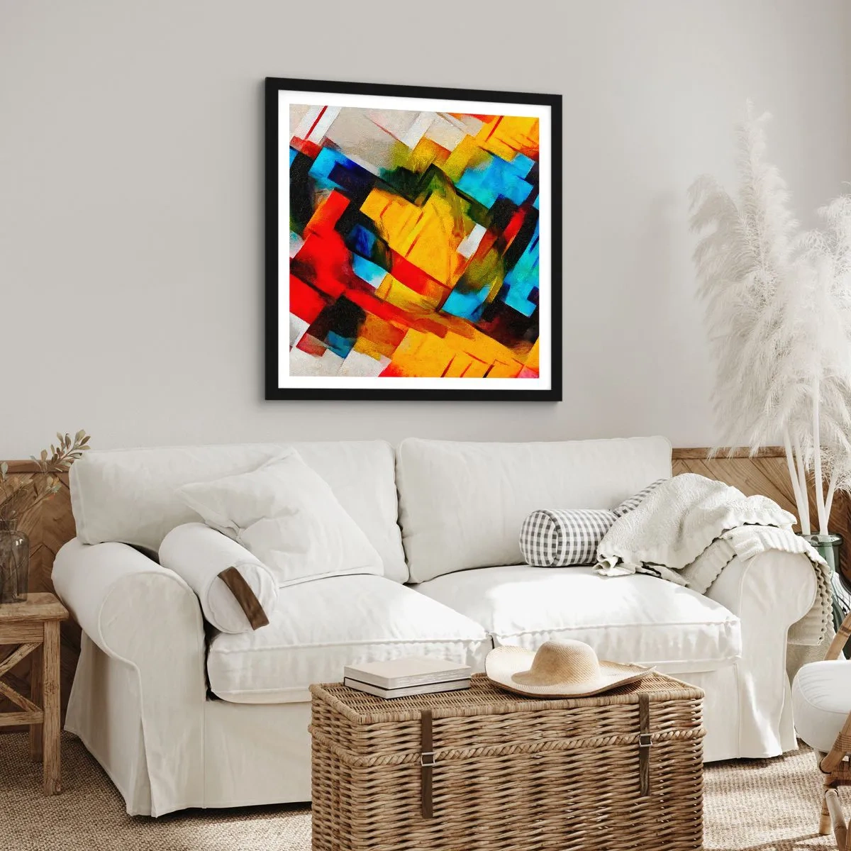 Poster in einem schwarzem Rahmen - Ein bunter Interleaver - 50x50 cm