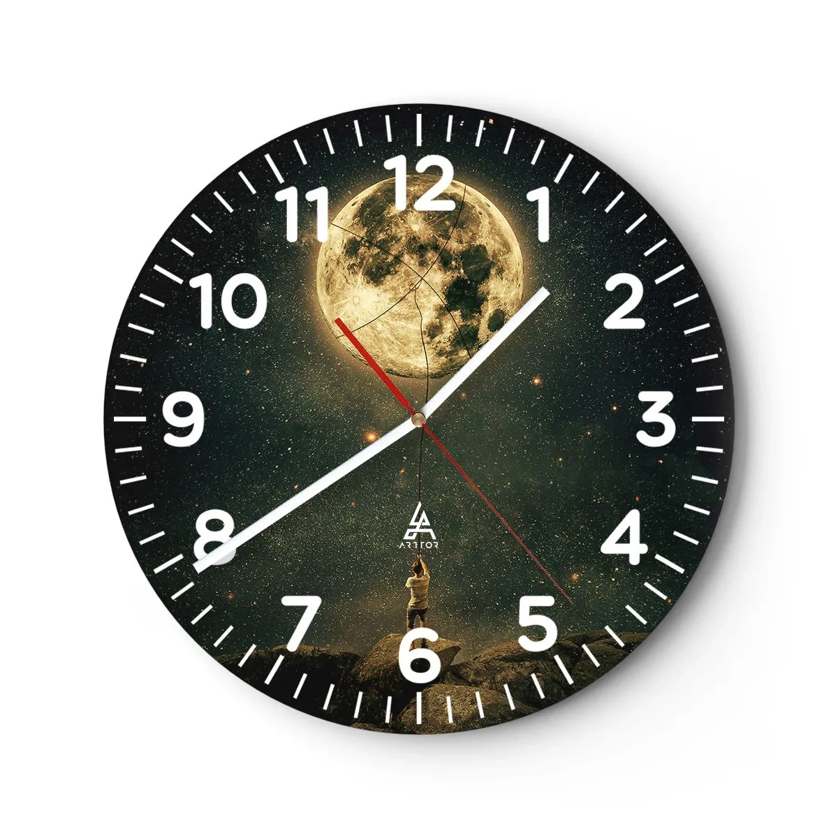 Wanduhr - Glasuhr - Der Mann, der den Mond gestohlen hat - 40x40 cm