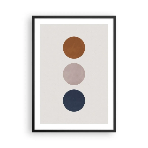Poster in einem schwarzem Rahmen - Minimalistische Kreise in warmen Farbtönen auf hellem Hintergrund - 50x70cm - Ein Symbol für Exzellenz - Moderne Wanddekoration für Wohnzimmer und Schlafzimmer ARTTOR