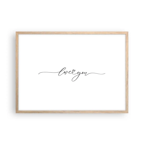 Poster in einem Rahmen aus heller Eiche - Schwarz auf weiß - 70x50 cm