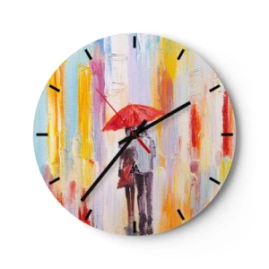 Wanduhr - Glasuhr - Lass es weiter regnen - 40x40 cm