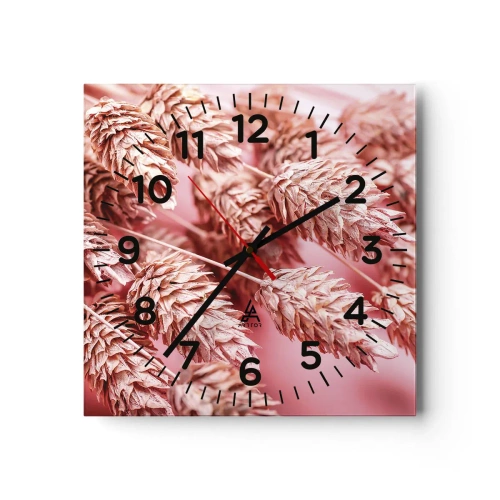 Wanduhr - Glasuhr - Eine Blumenkaskade in Rosa - 30x30 cm