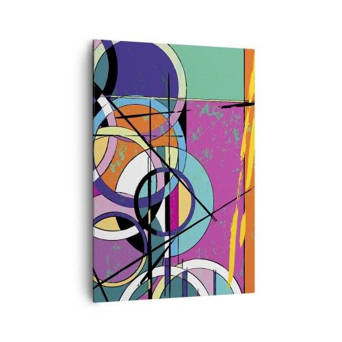 Bild auf Leinwand - Leinwandbild - Bunte Abstraktion mit geometrischen Kreisen - 70x100cm - Rad für Rad - Moderne Wanddekoration für Wohnzimmer und Schlafzimmer ARTTOR