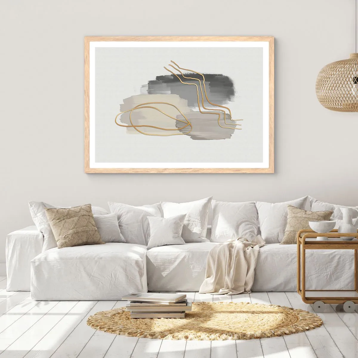 Poster in einem Rahmen aus heller Eiche - Dauer und Bewegung - 100x70 cm