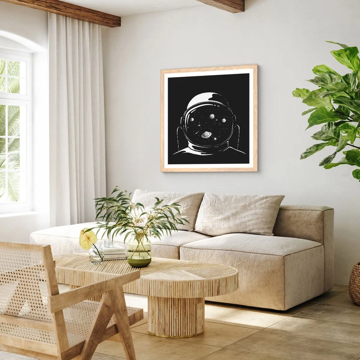 Poster in einem Rahmen aus heller Eiche - Schöne Aussicht - 30x30 cm