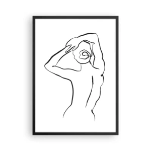 Poster in einem schwarzem Rahmen - Minimalistische Silhouette einer Frau mit den Armen über dem Kopf - 50x70cm - Morgenakte - Moderne Wanddekoration für Wohnzimmer und Schlafzimmer ARTTOR