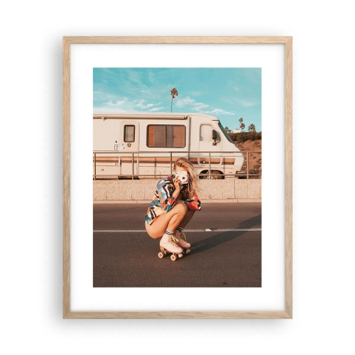 Poster in einem Rahmen aus heller Eiche - Lächel bitte! - 40x50 cm