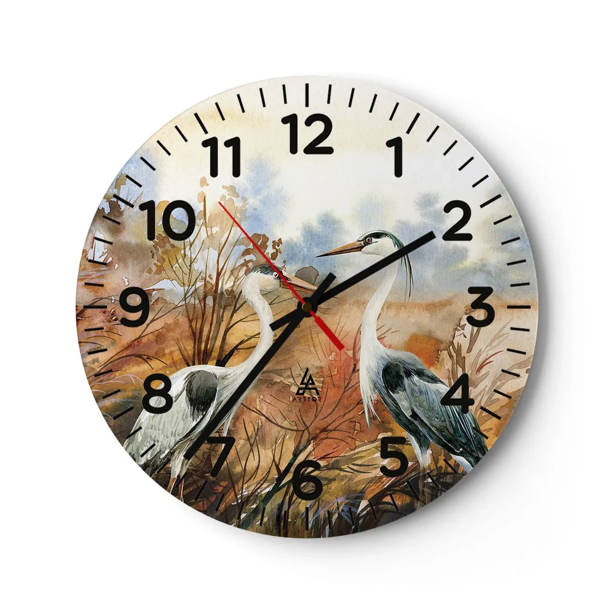 Wanduhr - Glasuhr - Wohin im Herbst? - 30x30 cm