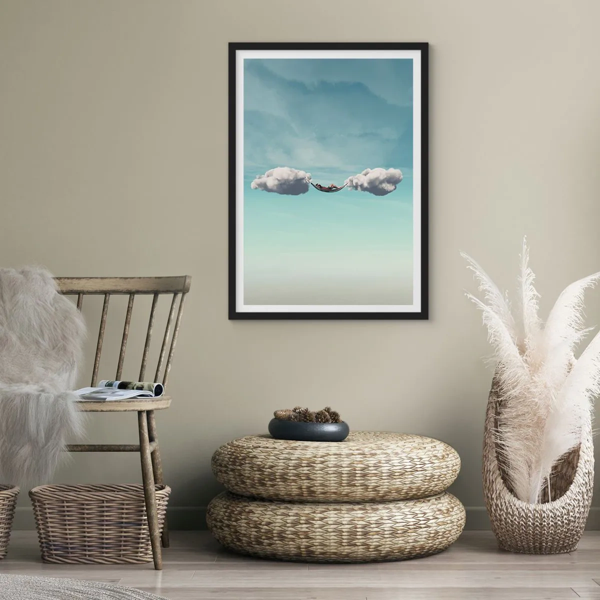 Poster in einem schwarzem Rahmen - Die Behaglichkeit des Augenblicks - 30x40 cm