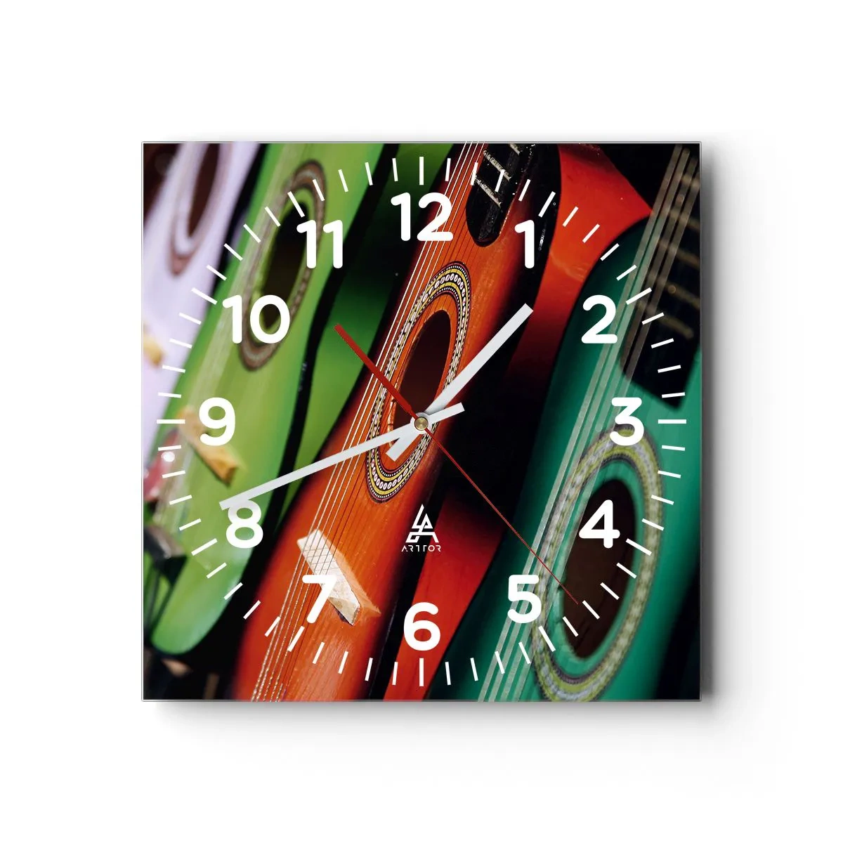 Wanduhr - Glasuhr - Die Gitarre hat viele Farben - 40x40 cm