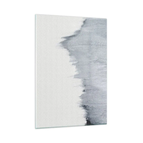 Glasbild - Bild auf glas - Eine abstrakte Komposition in Grautönen, die einer Schallplatte vor weißem Hintergrund ähnelt. - 50x70cm - Mysteriöse Aufzeichnung - Moderne Wanddekoration für Wohnzimmer und Schlafzimmer ARTTOR