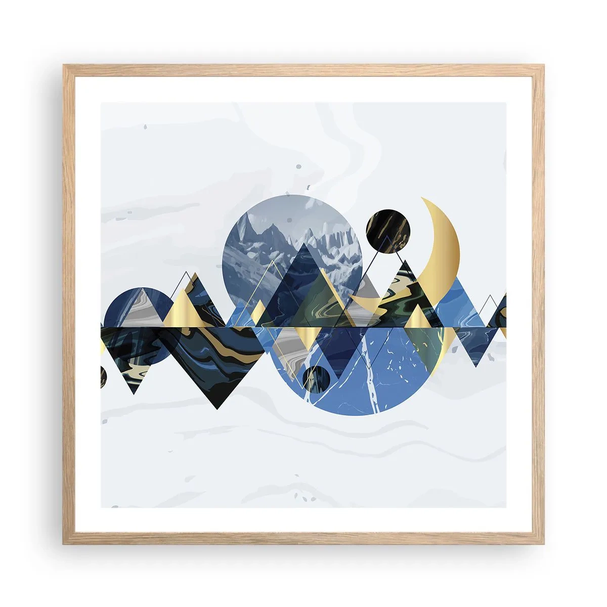 Poster in einem Rahmen aus heller Eiche - Geometrische Landschaft - 60x60 cm