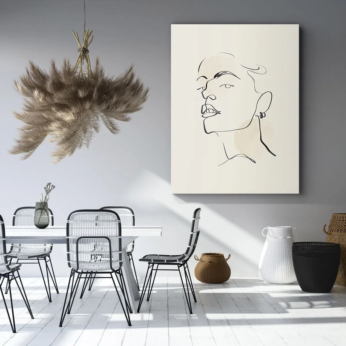 Bild auf Leinwand - Leinwandbild - Minimalistische Skizze eines Frauengesichts - 50x70cm - Ein stolzer Blick - Moderne Wanddekoration für Wohnzimmer und Schlafzimmer ARTTOR
