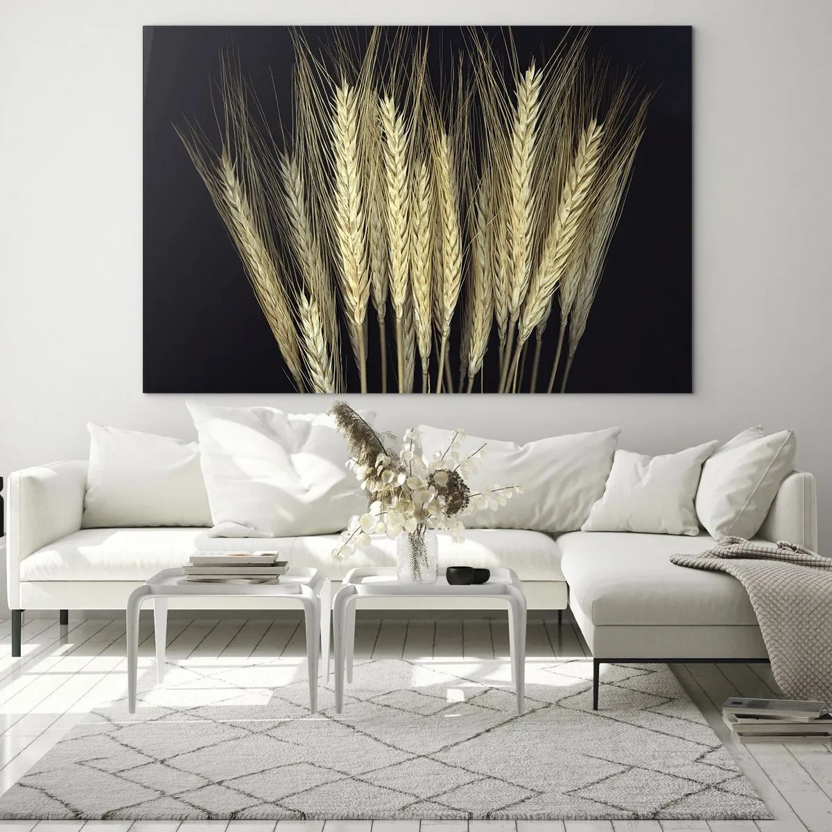 Glasbild - Bild auf glas - Maserung in warmen Tönen auf schwarzem Hintergrund - 70x50cm - Rustikale Magie - Moderne Wanddekoration für Wohnzimmer und Schlafzimmer ARTTOR