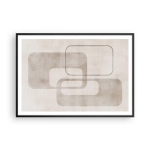 Poster in einem schwarzem Rahmen - Eine minimalistische Komposition mit Rechtecken in Beigetönen auf dezentem Hintergrund. - 100x70cm - Geometrische Fuge - Moderne Wanddekoration für Wohnzimmer und Schlafzimmer ARTTOR