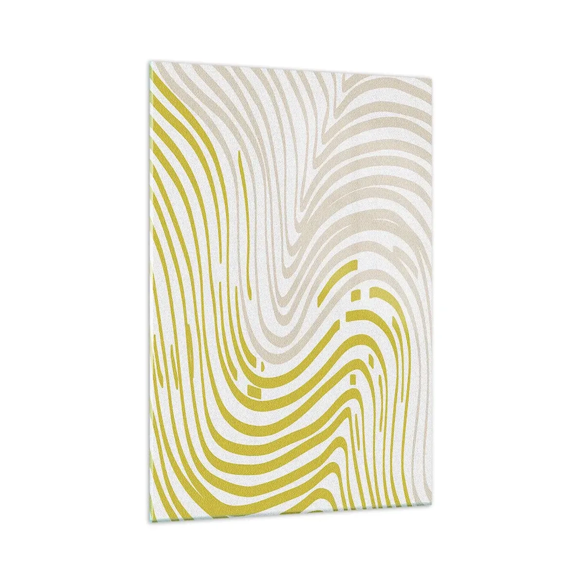 Glasbild - Bild auf glas - Ein abstraktes Muster mit Wellenlinien in Gelb- und Beigetönen. - 70x100cm - Komposition mit sanfter Biegung - Moderne Wanddekoration für Wohnzimmer und Schlafzimmer ARTTOR