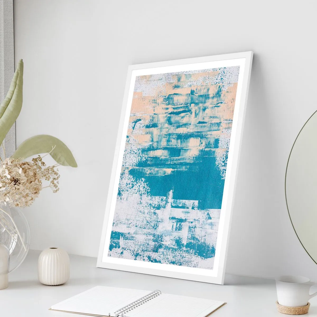 Poster in einem weißen Rahmen - Durch einen Eiszapfen - 70x100 cm