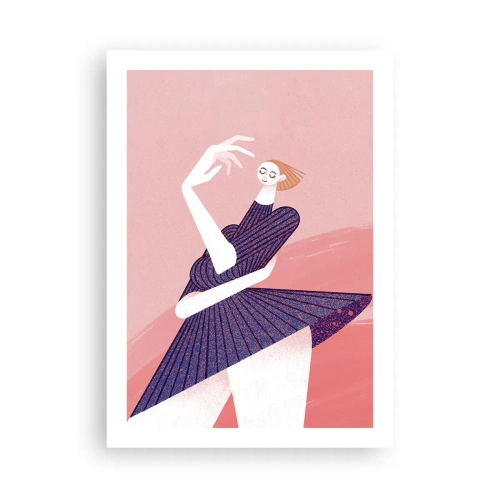 Poster - Abstrakte weibliche Silhouette in einer dynamischen Pose - 50x70cm - Jeder Schritt ist ein Tanzgürtel - Moderne Wanddekoration für Wohnzimmer und Schlafzimmer ARTTOR
