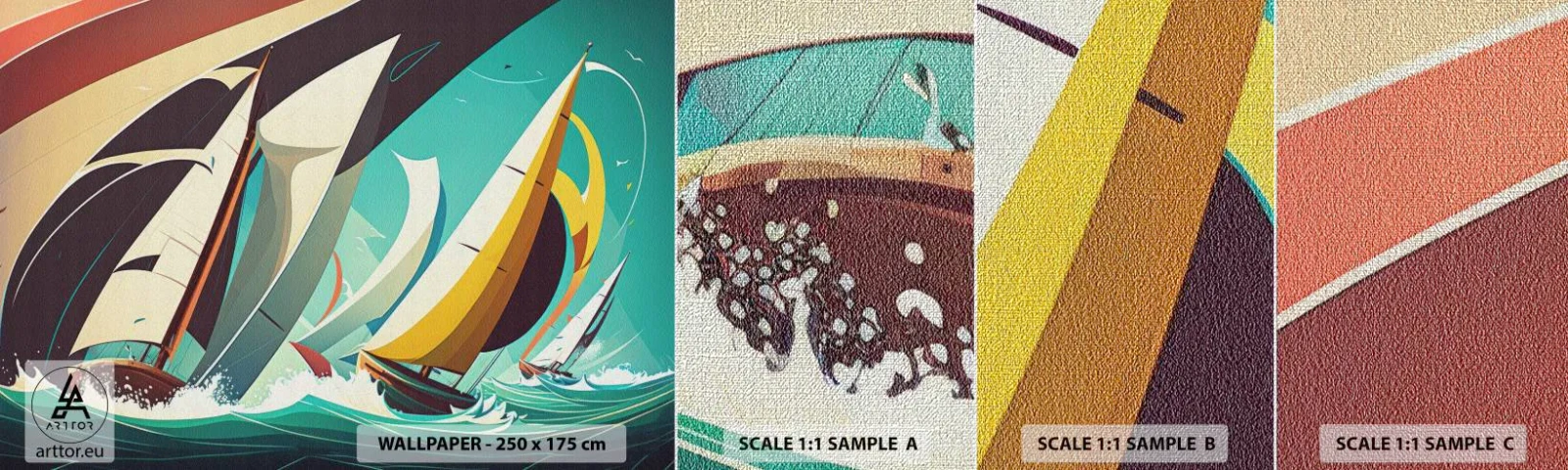 Fototapeten Muster Premium Canvas - Viel Glück mit den Elementen - Segelboote, Regatta, Meer - 100x30 cm