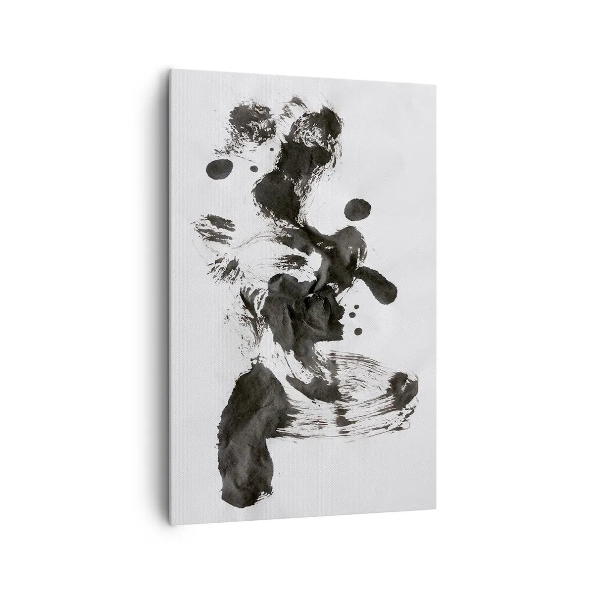 Bild auf Leinwand - Leinwandbild - Abstrakte Komposition aus schwarzen Flecken auf weißem Hintergrund - 80x120cm - Obwohl das Wahnsinn ist, steckt darin eine Methode? - Moderne Wanddekoration für Wohnzimmer und Schlafzimmer ARTTOR