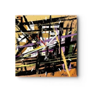 Wanduhr - Glasuhr - Abstrakte Linien und Formen auf beigem Hintergrund - 30x30cm - Ein scharfer Schnitt - Moderne Wanddekoration für Wohnzimmer und Schlafzimmer ARTTOR