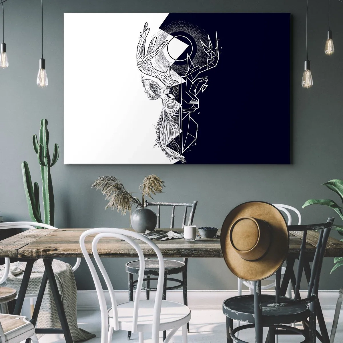 Bild auf Leinwand - Leinwandbild - Geometrie und Natur in einer symbolischen Komposition - 120x80cm - Der Kampf und die Einheit der Gegensätze - Moderne Wanddekoration für Wohnzimmer und Schlafzimmer ARTTOR