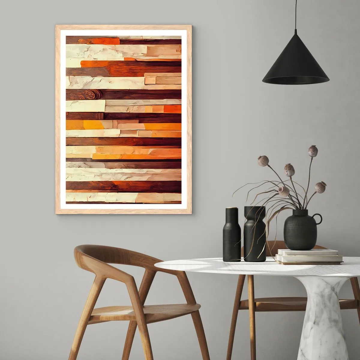 Poster in einem Rahmen aus heller Eiche - Hymne der Waldbäume - 40x50 cm