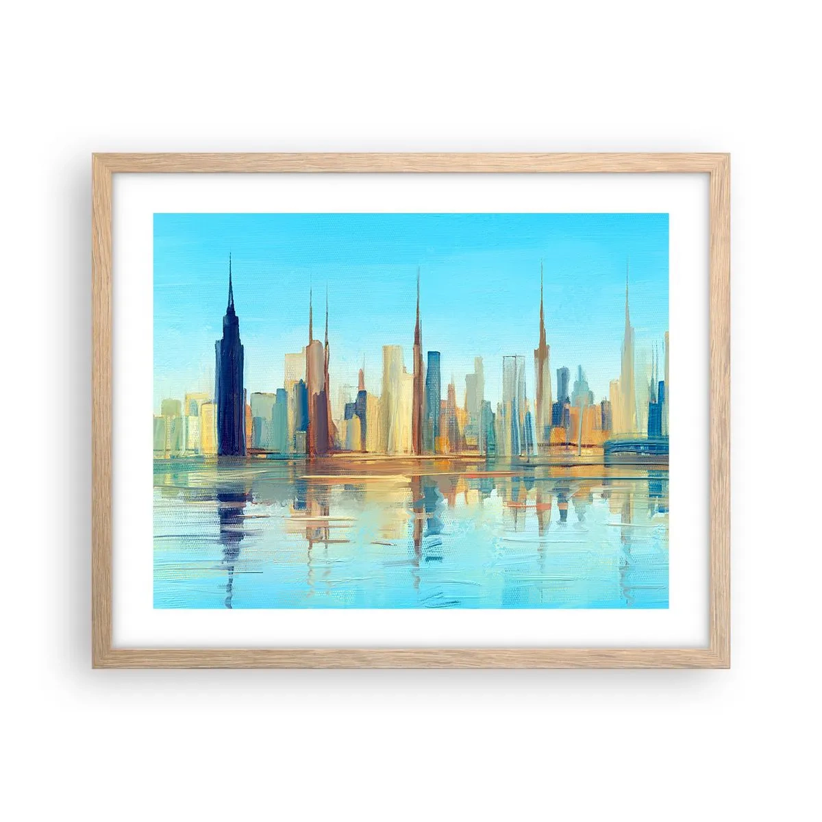 Poster in einem Rahmen aus heller Eiche - Sonnige Metropole - 50x40 cm