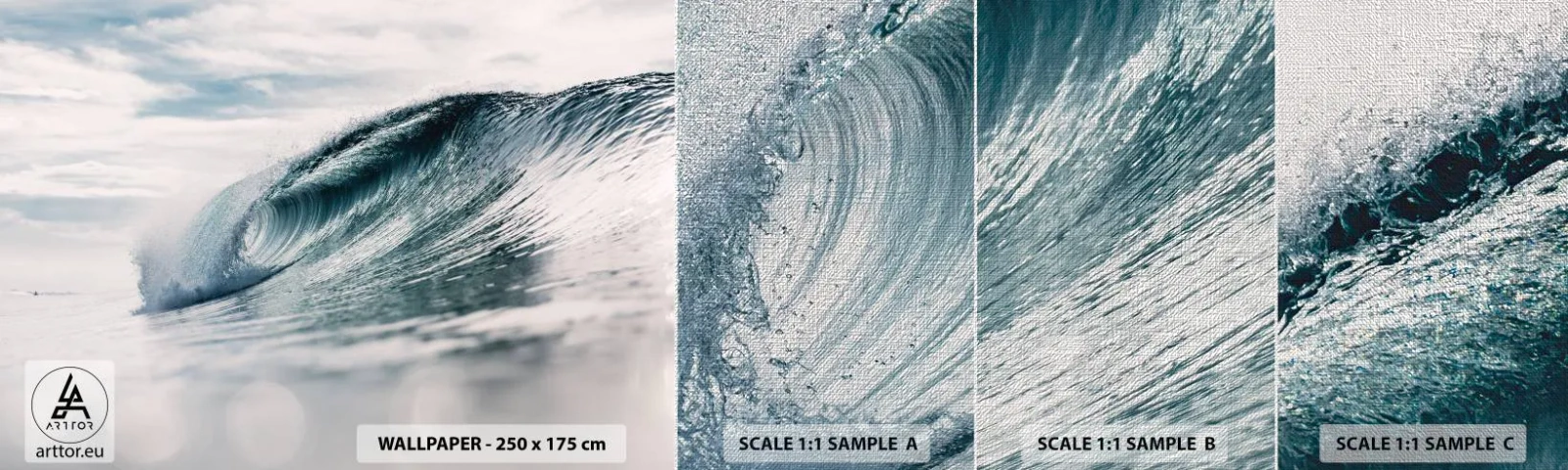 Fototapeten Muster Premium Canvas - Wasserspitze - Meereswelle, Meer, Ozean - 100x30 cm