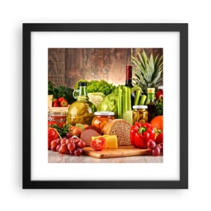 Poster in einem schwarzem Rahmen - Geräuchert, gebacken und eingelegt - 30x30 cm