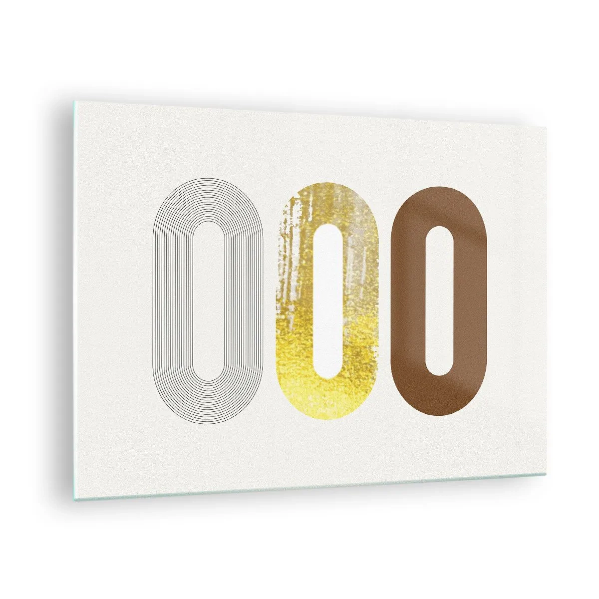 Glasbild - Bild auf glas - Moderne geometrische Grafiken in Gold und Bronze - 70x50cm - Oooh! - Moderne Wanddekoration für Wohnzimmer und Schlafzimmer ARTTOR
