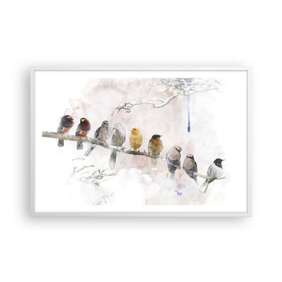 Poster in einem weißen Rahmen - Geflügeltes Treffen - 91x61 cm