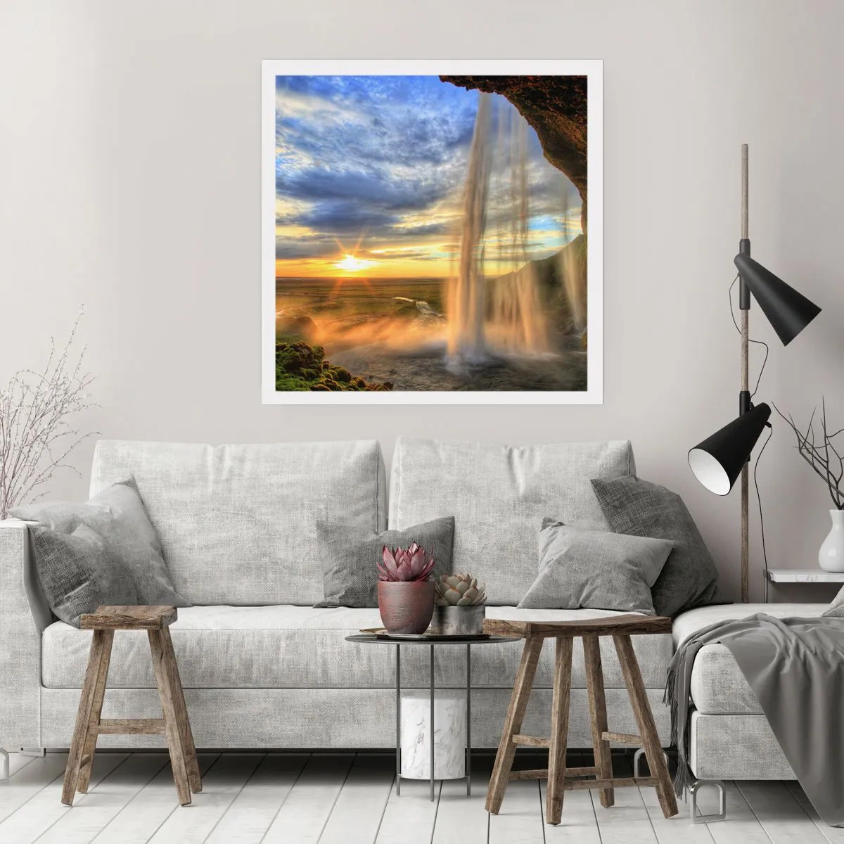 Poster - Die Welt hinter einem Schleier aus Tropfen - 60x60 cm