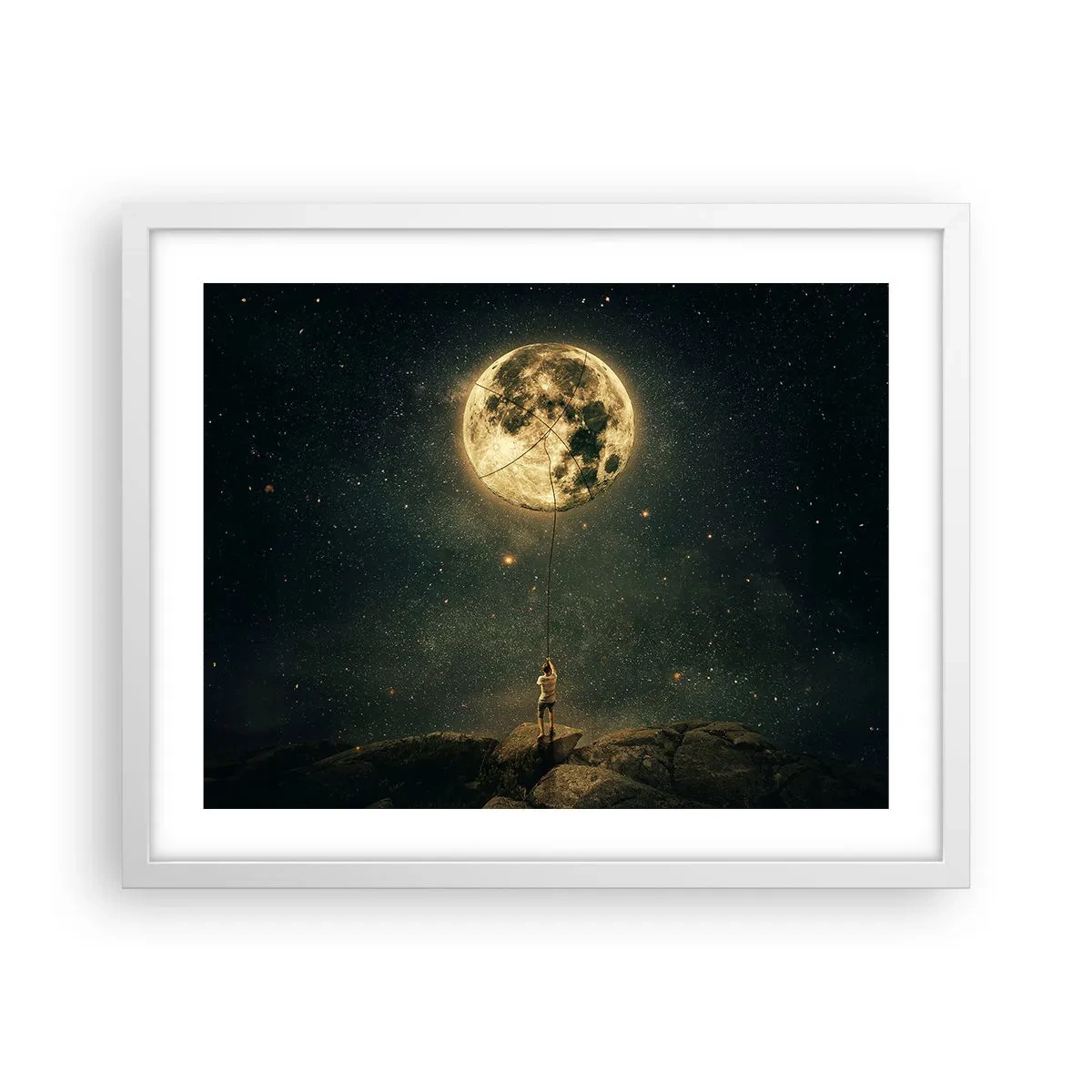 Poster in einem weißen Rahmen - Der Mann, der den Mond gestohlen hat - 50x40 cm
