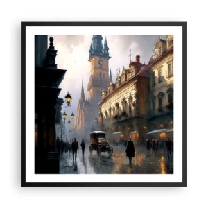 Poster in einem schwarzem Rahmen - Charme eines Prager Abends - 60x60 cm