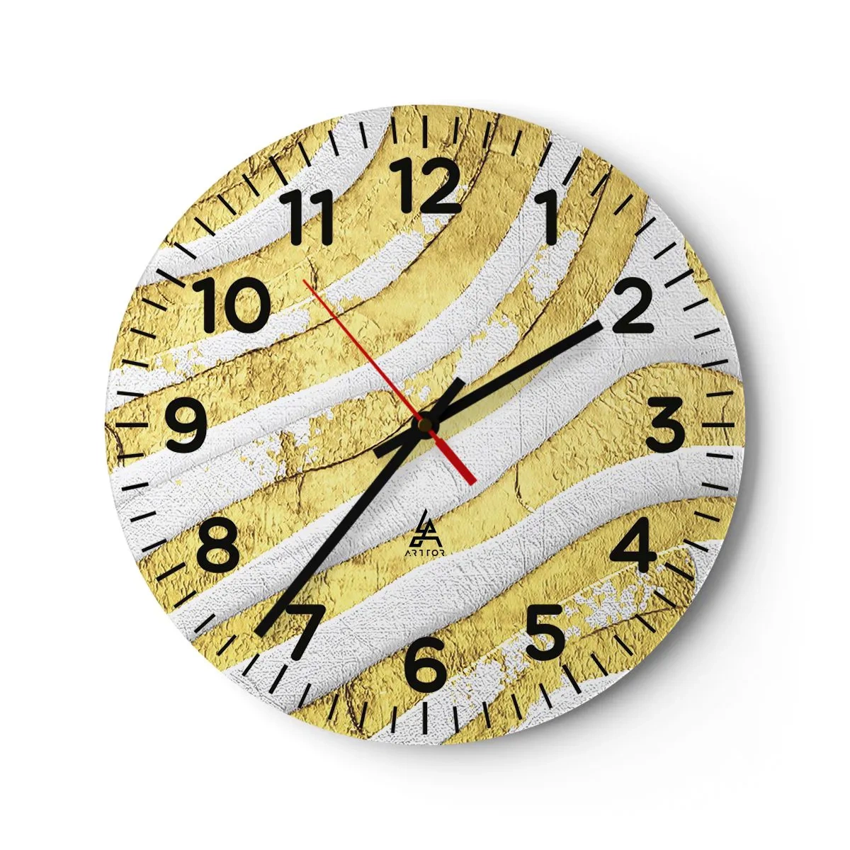 Wanduhr - Glasuhr - Komposition in Weiß und Gold - 30x30 cm