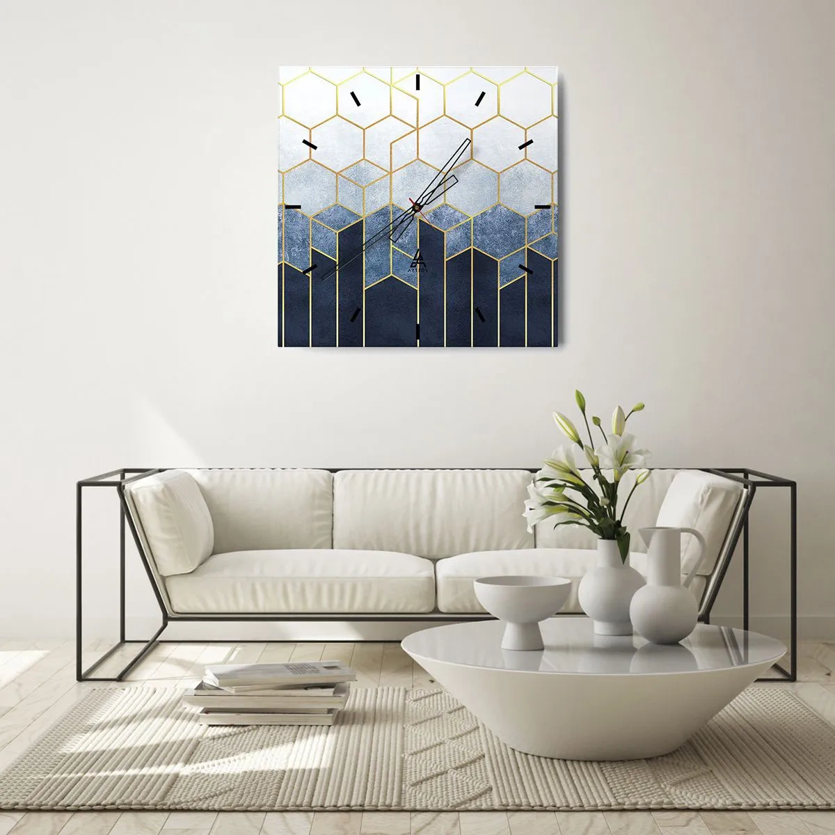 Wanduhr - Glasuhr - Komposition im synkopischen Rhythmus - 40x40 cm