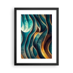 Poster in einem schwarzem Rahmen - Blaue Mäander - 30x40 cm