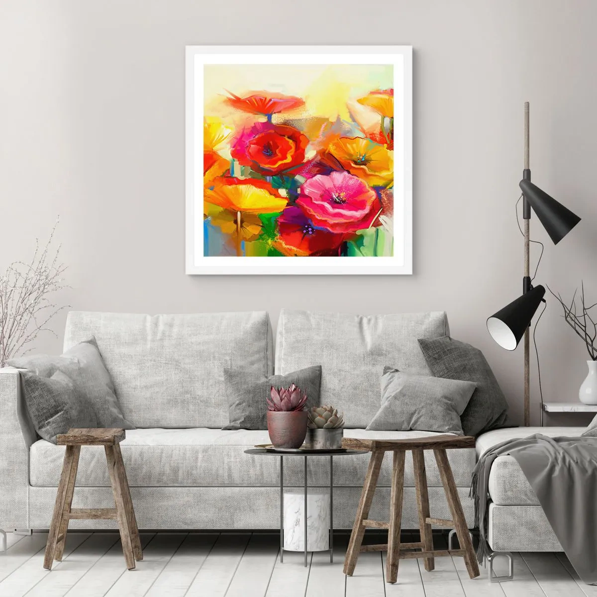 Poster in einem weißen Rahmen - Nicht nur rot - 60x60 cm