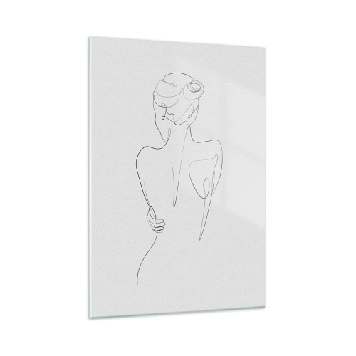 Glasbild - Bild auf glas - Eine zarte einzeilige Skizze einer Frau von hinten. - 50x70cm - Körpermusik - Moderne Wanddekoration für Wohnzimmer und Schlafzimmer ARTTOR
