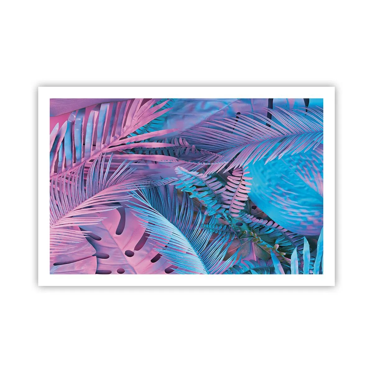 Poster - Tropen in Rosa und Blau - 91x61 cm