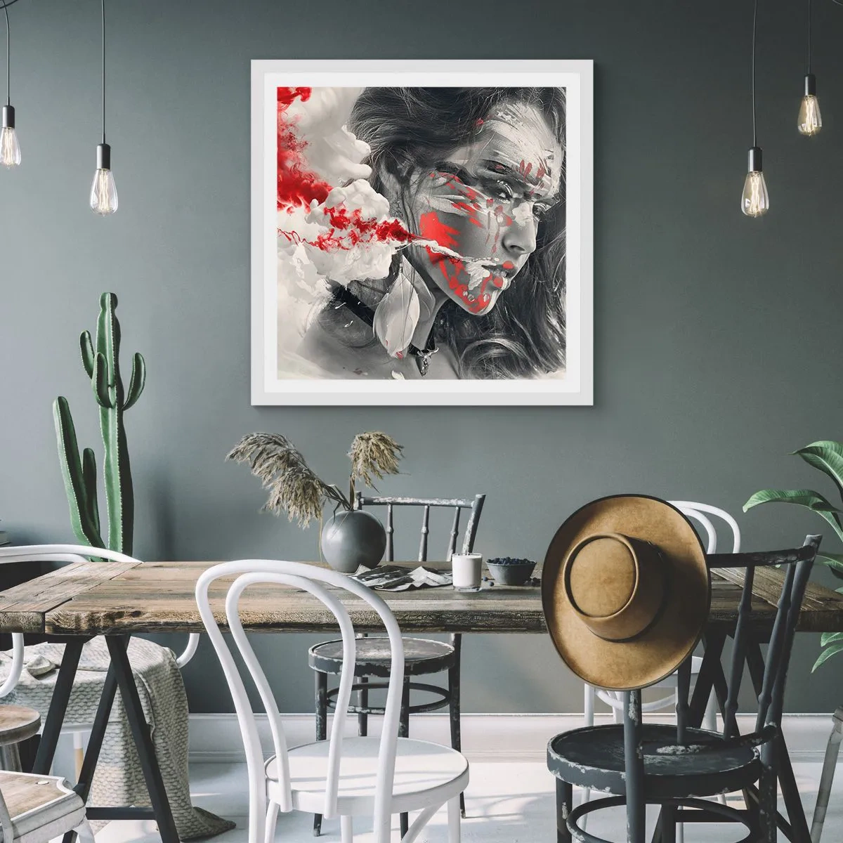 Poster in einem weißen Rahmen - Im Dunst der Absurdität - 60x60 cm