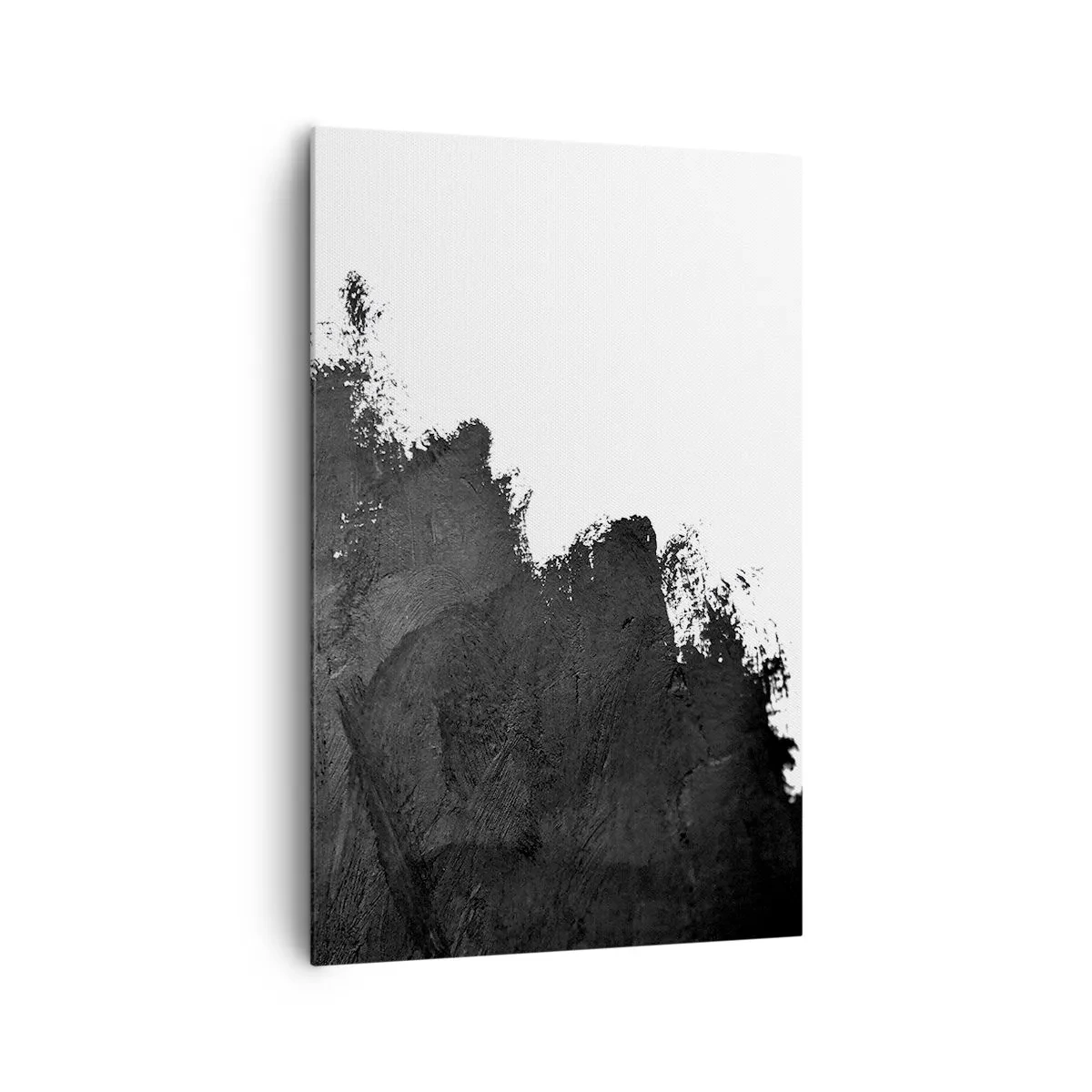 Bild auf Leinwand - Leinwandbild - Schwarz-Weiß-Abstraktion mit kontrastierenden Pinselstrichen - 80x120cm - Elemente: Erde - Moderne Wanddekoration für Wohnzimmer und Schlafzimmer ARTTOR