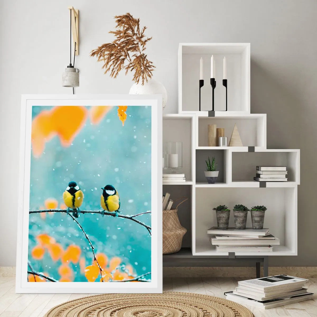 Poster in einem weißen Rahmen - Vogelklatsch - 40x50 cm