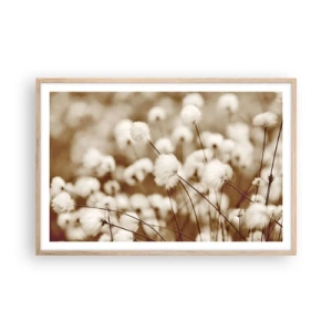 Poster in einem Rahmen aus heller Eiche - Flauschiges Kornfeld - 91x61 cm
