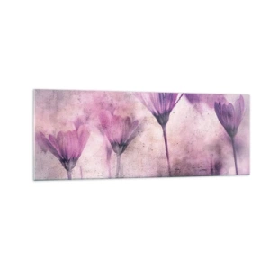 Glasbild - Bild auf glas - Zarte Blüten in Lilatönen auf hellem Untergrund - 140x50cm - Ein Blumentraum - Moderne Wanddekoration für Wohnzimmer und Schlafzimmer ARTTOR