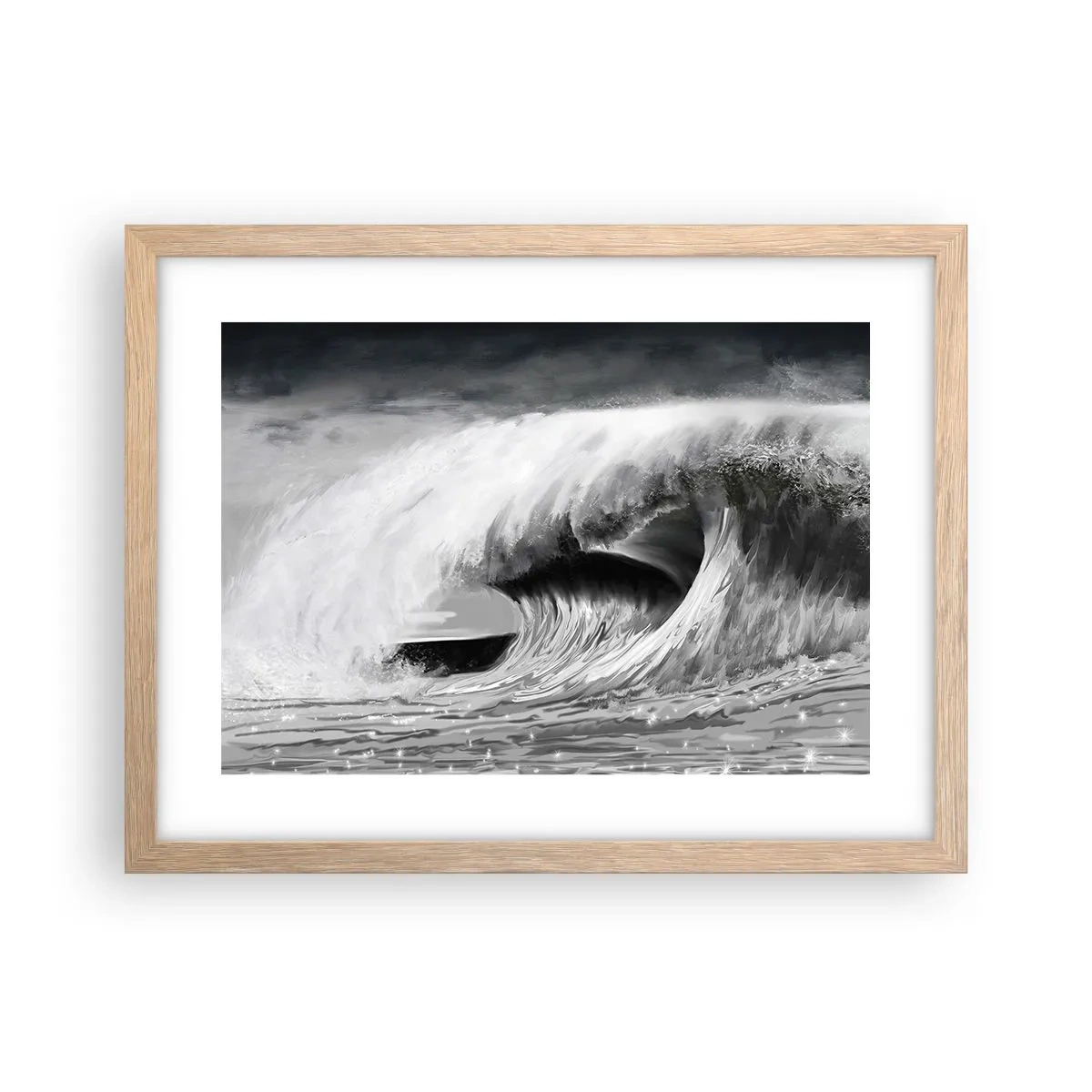 Poster in einem Rahmen aus heller Eiche - Wut des Ozeans - 40x30 cm